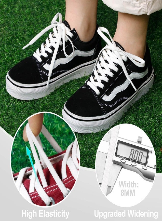 DELELE Flat Elastic Shoe Laces: White Stretch Shoelaces for Sneakers 2 Pair 47 inch - Image 3
